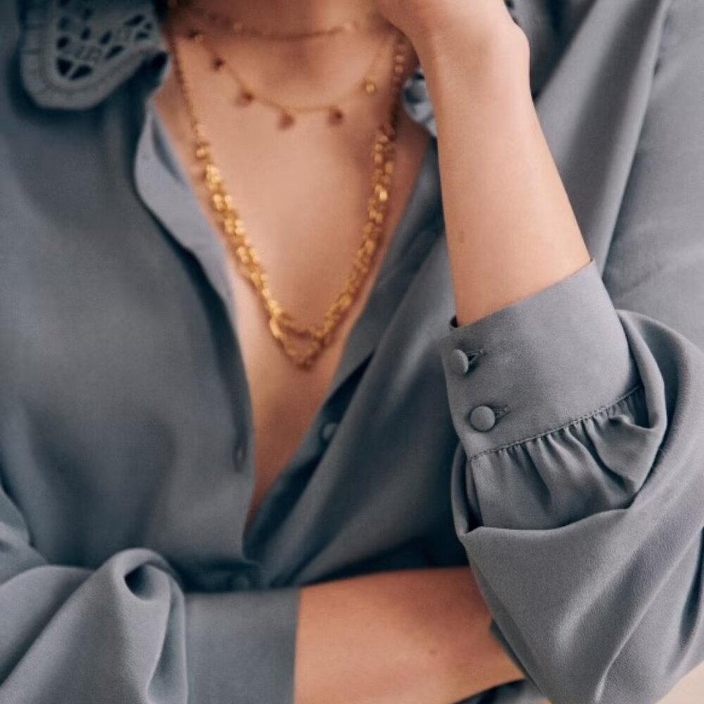 Sezane Suzane Shirt Vintage Blue NWT 38 (6)